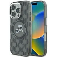 Custodia MagSafe per Apple iPhone 16 Pro, Karl Lagerfeld, IML Monogramma Karl & Choupette's Heads, Nera — 3
