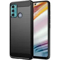 Custodia per Motorola Moto G60, Techsuit, Carbonio, Nera — 3