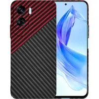 Custodia per Honor 90 Lite, Techsuit, Carbonite FiberShell, Nero Rosso — 3