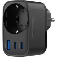 Caricabatterie da Rete HAVIT UC142, 30W, 3A, 1 x USB-A - 2 x USB-C - 1 x Schuko, Nero — 3