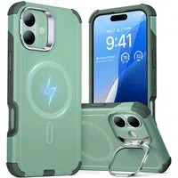 Custodia MagSafe per Apple iPhone 16, ESR, Cyber Armor Kickstand, Verde — 3