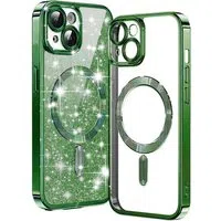 Custodia MagSafe per Apple iPhone 14 Plus, Techsuit, Luxury Glitter, Verde Scuro — 3
