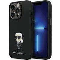 Custodia per Apple iPhone 14 Pro Max, Karl Lagerfeld, Silicone Ikonik Karl Metal, Nera — 3