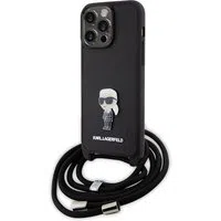 Custodia per Apple iPhone 15 Pro Max, Karl Lagerfeld, Saffiano Crossbody Monogram Metal Pin Karl, Nera — 3