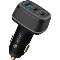 Caricabatterie da auto DEVIA Extreme, 115 W, 3 A, 1 x USB-A - 2 x USB-C, nero — 3