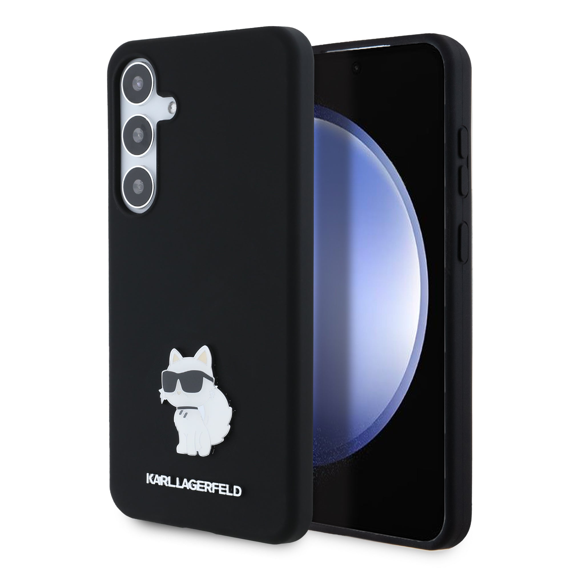 Karl Lagerfeld Custodia per Samsung Galaxy S24+ S926, Karl Lagerfeld, Silicone Choupette Metal, Nera