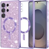 Custodia MagSafe per Samsung Galaxy S25 Ultra S938, Techsuit, Luxury Glitter, Viola Chiaro — 3