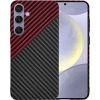 Custodia per Samsung Galaxy S24+ S926, Techsuit, Carbonite FiberShell, Nero Rosso — 3