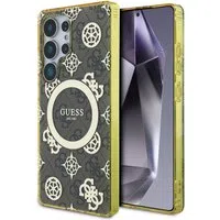 Custodia MagSafe per Samsung Galaxy S25 Ultra S938, Guess, IML Peony su sfondo 4G, Marrone — 3