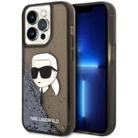 Custodia per Apple iPhone 14 Pro Max, Karl Lagerfeld, Glitter Karl's Head, Nera — 3