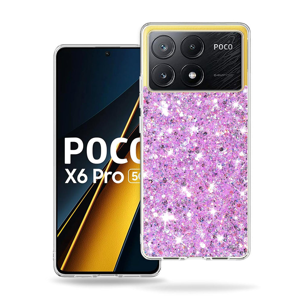 Custodia per Xiaomi Poco X6 Pro, Techsuit, Sparkly Glitter, Magenta