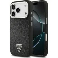 Custodia MagSafe per Apple iPhone 17 Pro, Guess, Glitter Triangle Logo, Nera — 3