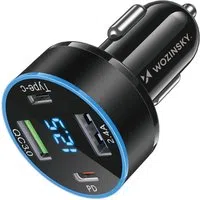 Caricabatterie per auto WZK WDCCB, 50W, 3A, 2 x USB-A - 2 x USB-C, nero — 3