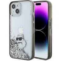 Custodia per Apple iPhone 15 / 14 / 13, Karl Lagerfeld, Liquid Glitter Choupette, Trasparente — 3