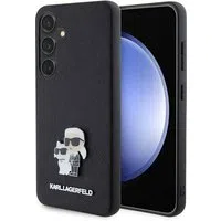 Custodia per Samsung Galaxy S24 S921, Karl Lagerfeld, Saffiano Karl & Choupette Metal, Nera — 3