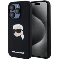 Custodia MagSafe per Apple iPhone 15 Pro Max, Karl Lagerfeld, Silicone Karl's Head, Nera — 3