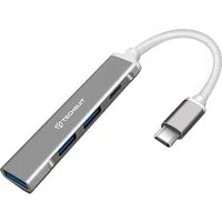 Hub USB-C Techsuit H18 PolarisBridge, 4in1, Grigio Bianco — 3