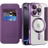 Custodia MagSafe per Apple iPhone 16 Pro, Techsuit, SmartMag Book, Viola — 3