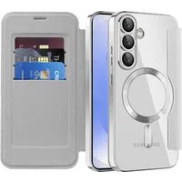 Custodia MagSafe per Samsung Galaxy S25 S931, Techsuit, SmartMag Book, Grigio — 3