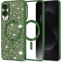 Custodia MagSafe per Samsung Galaxy S25 Edge S937, Techsuit, Luxury Glitter, Verde Scuro — 3