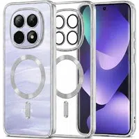 Custodia MagSafe per Xiaomi Poco M8 / Redmi Note 15 5G / Note 15 4G, Techsuit, Luxury Crystal, Argento — 3