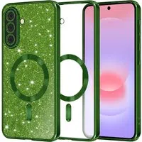 Custodia MagSafe per Samsung Galaxy A37 5G, Techsuit, Luxury Glitter, Verde Scuro — 3