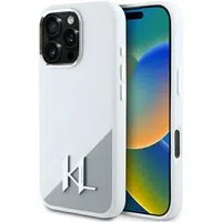 Custodia MagSafe per Apple iPhone 16 Pro, Karl Lagerfeld, Silicone Shadow Metal Initial, Bianca — 3