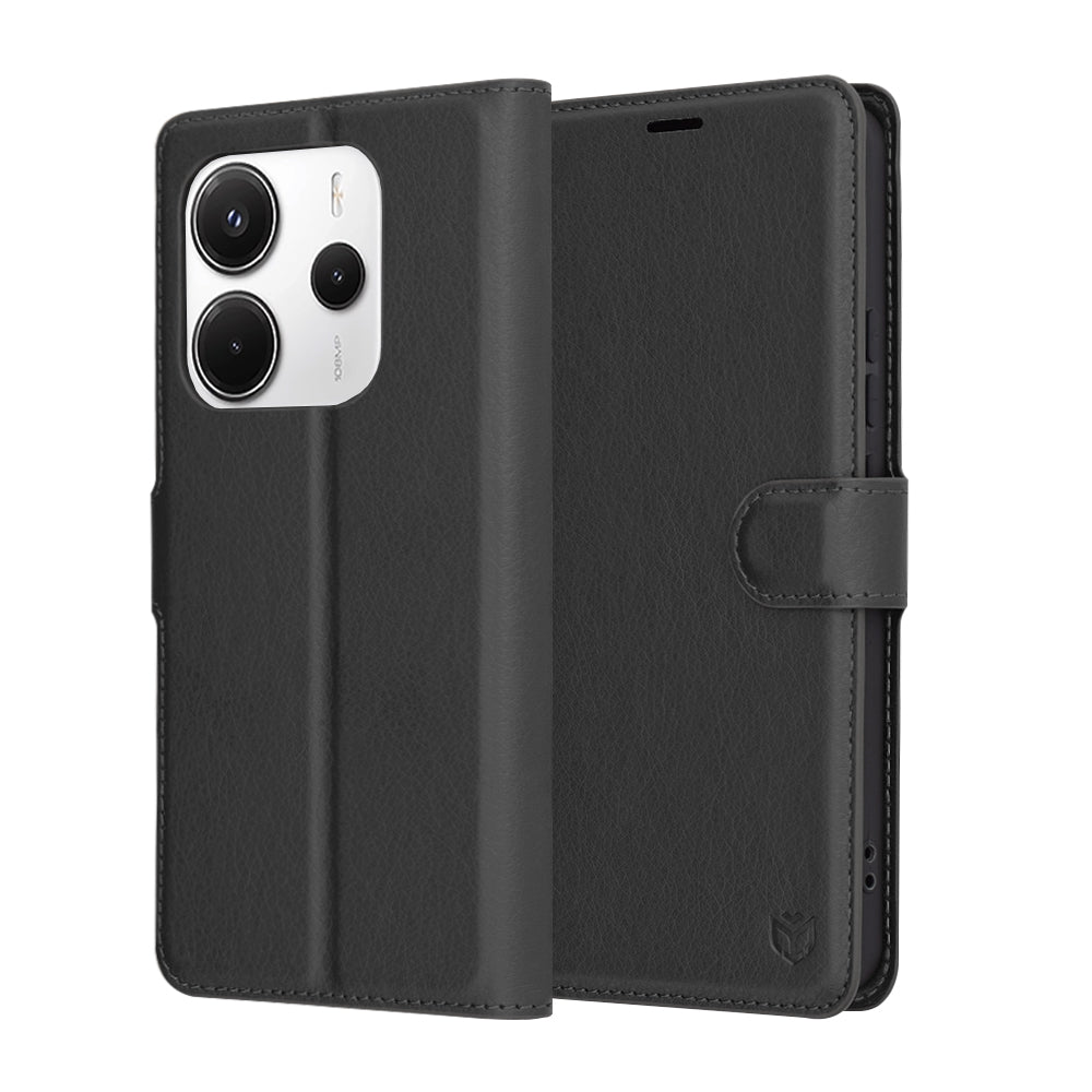 Custodia per Xiaomi Redmi Note 14 4G (Regionale), Techsuit, Leather Folio, Nera