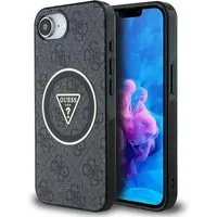 Custodia MagSafe per Apple iPhone 17e / 16e, Guess, IML Glitter 4G Circle Triangle, Nera — 3