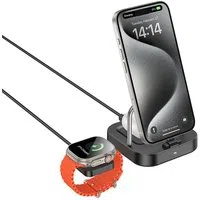 Caricabatterie Wireless Rete HOCO CQ16A 3in1, 15W, 1.67A, Nero — 3