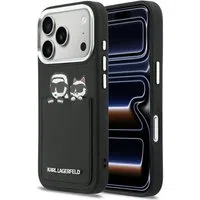 Custodia per Apple iPhone 17 Pro, Karl Lagerfeld, Karl & Choupette Print con tasca, Nera — 3
