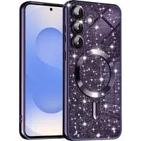 Custodia MagSafe per Samsung Galaxy S25 S931, Techsuit, Luxury Glitter, Viola Scuro — 3