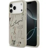 Custodia per Apple iPhone 17 Pro Max, Karl Lagerfeld, Logo con Motivo Granulato, Grigio — 3