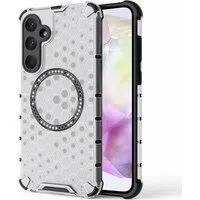 Custodia MagSafe per Samsung Galaxy A35 5G A356, Techsuit, HoneyComb Shield, Bianca — 3