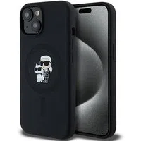 Custodia MagSafe per Apple iPhone 15, Karl Lagerfeld, Silicone Karl & Choupette, Nera — 3