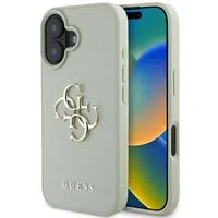 Custodia per Apple iPhone 16, Guess, Grained Big 4G Logo Small Classic Logo, Verde — 3