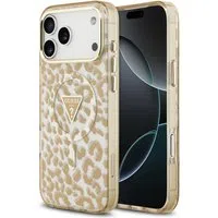 Custodia MagSafe per Apple iPhone 17 Pro, Guess, Leopard Glitter, Marrone — 3