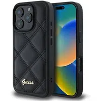 Custodia per Apple iPhone 16 Pro, Guess, Quilted Metal Logo, Nera — 3
