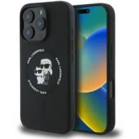 Custodia MagSafe per Apple iPhone 16 Pro Max, Karl Lagerfeld, Silicone Ring Karl & Choupette, Nera — 3