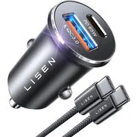 Caricabatterie Auto con Cavo USB-C Lisen, 83W, 3.25A, 1 x USB-A - 1 x USB-C, Argento YL0223110003 — 3