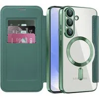 Custodia MagSafe per Samsung Galaxy S25+ S936, Techsuit, SmartMag Book, Verde — 3