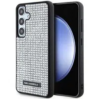 Custodia per Samsung Galaxy S24 S921, Karl Lagerfeld, Rhinestone Metal Plate, Argento — 3