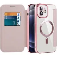 Custodia MagSafe per Apple iPhone 12, Techsuit, SmartMag Book, Rosa — 3