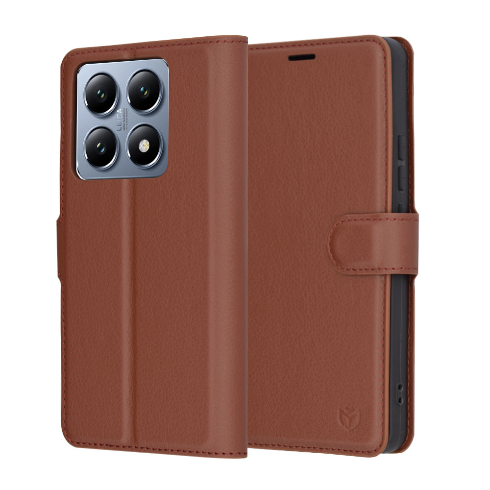 Techsuit Custodia per Xiaomi 14T Pro, Techsuit, Leather Folio, Marrone