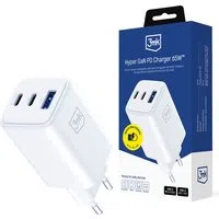 Caricabatterie Retea 3MK Hyper, 65W, 3.25A, 1 x USB-A - 2 x USB-C, Bianco — 3