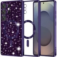 Custodia MagSafe per Samsung Galaxy S25 Ultra S938, Techsuit, Luxury Glitter, Viola Scuro