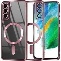 Custodia MagSafe per Samsung Galaxy S21 FE 5G G990, Techsuit, Luxury Crystal, Rosa — 3