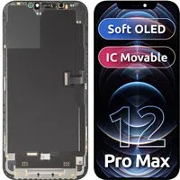 Display con Touchscreen MP compatibile con Apple iPhone 12 Pro Max, con Cornice, Versione Soft OLED FHD IC Movable, Nero — 3