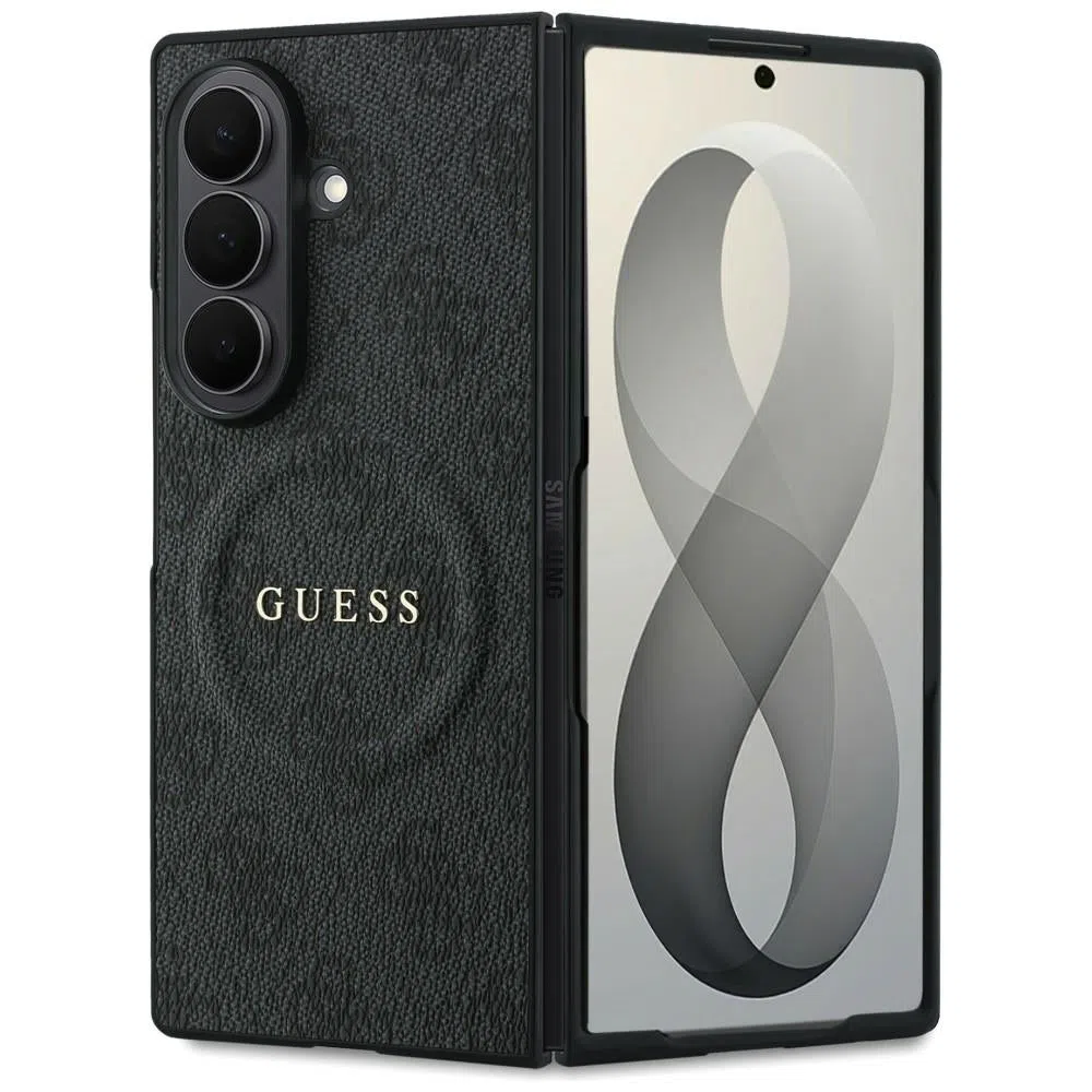 Custodia MagSafe per Samsung Galaxy Z Fold8 Ultra F976, Guess, 4G Leather Classic, Nera — 2