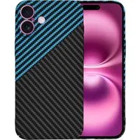 Custodia per Apple iPhone 16 Plus, Techsuit, Carbonite FiberShell, Nero Bleu — 3